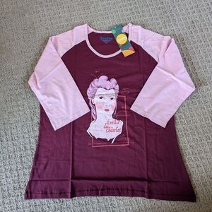 Svaha Pink and Purple Graphic Raglan Top